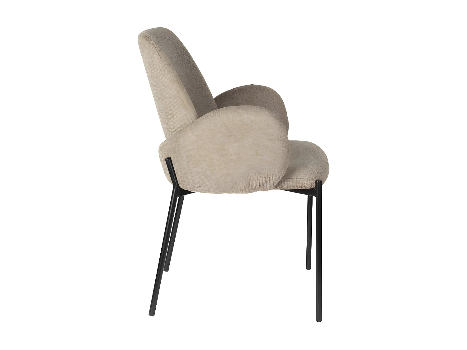 Tjarda - Lot de 2 fauteuils de table en tissu et métal - Taupe