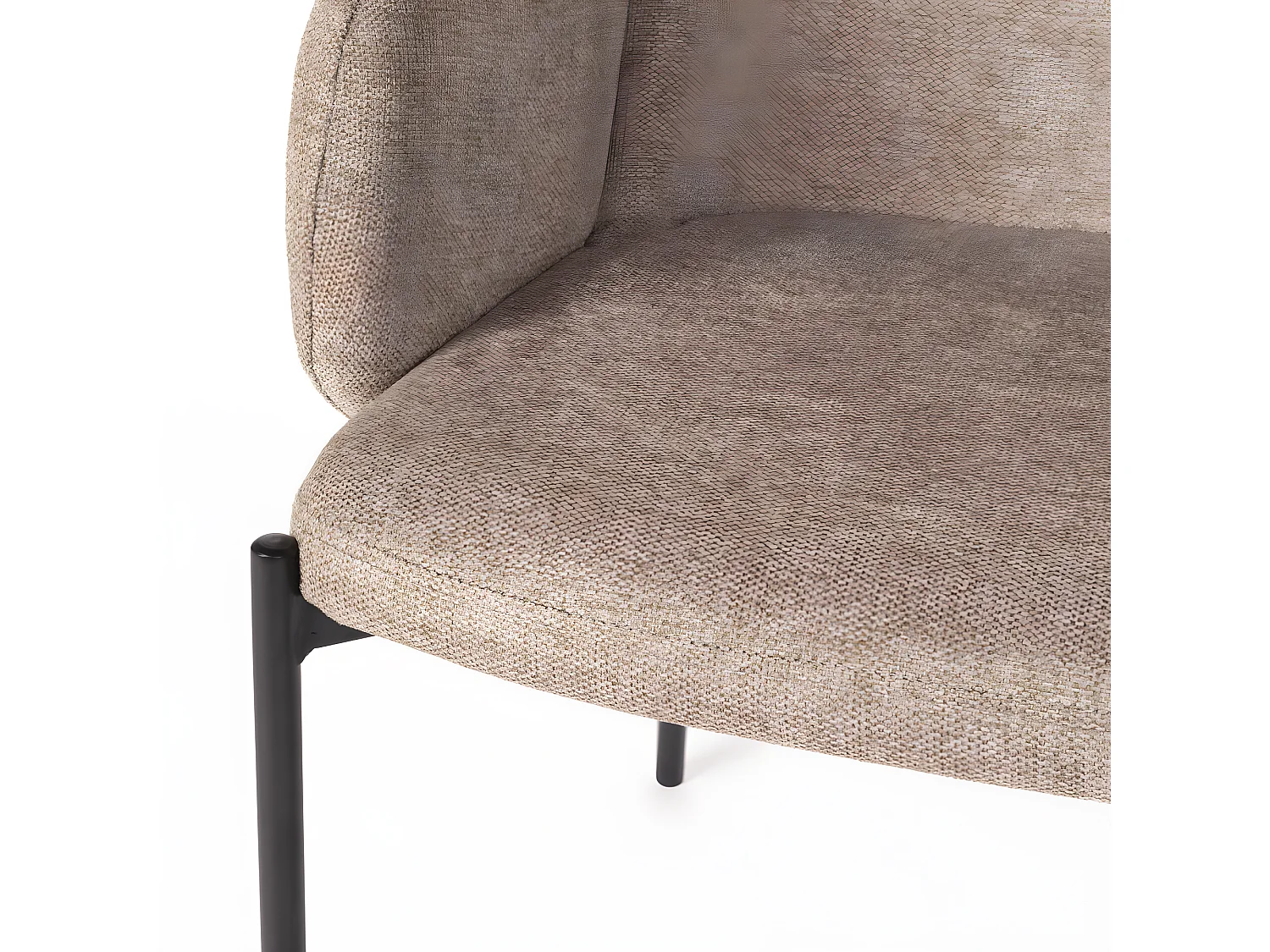 Tjarda - Lot de 2 fauteuils de table en tissu et métal - Taupe