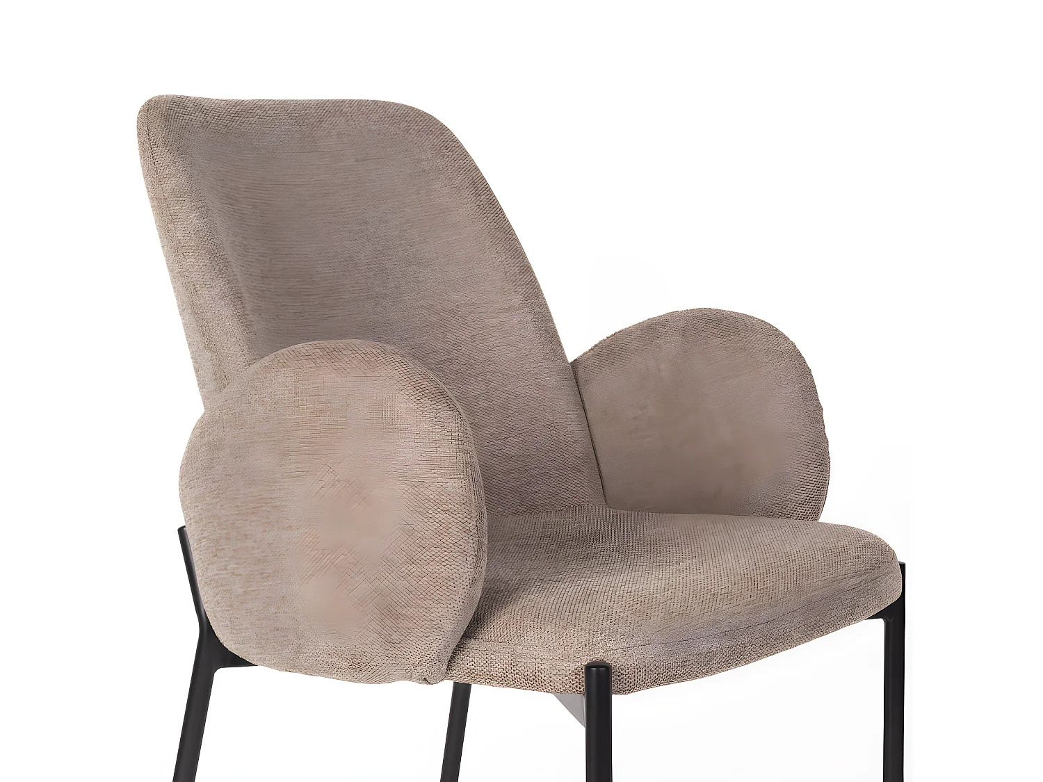 Tjarda - Lot de 2 fauteuils de table en tissu et métal - Taupe