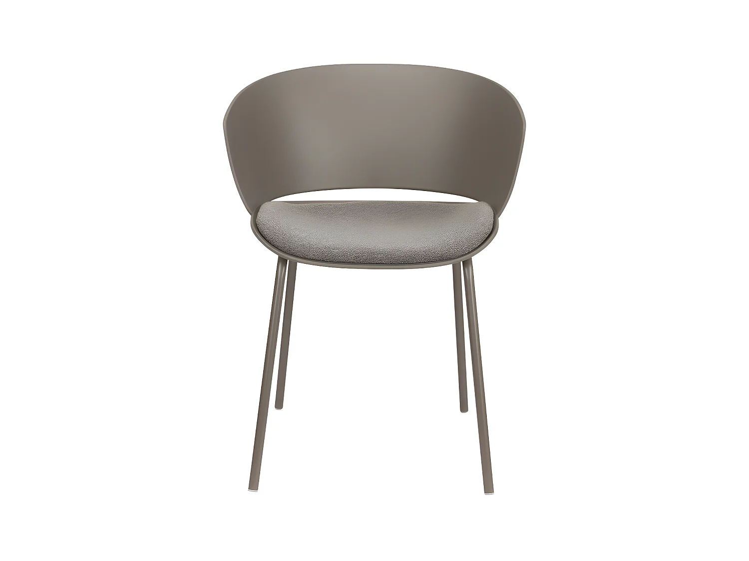 Jessica - Lot de 4 chaises en plastique, tissu et méta l- Taupe