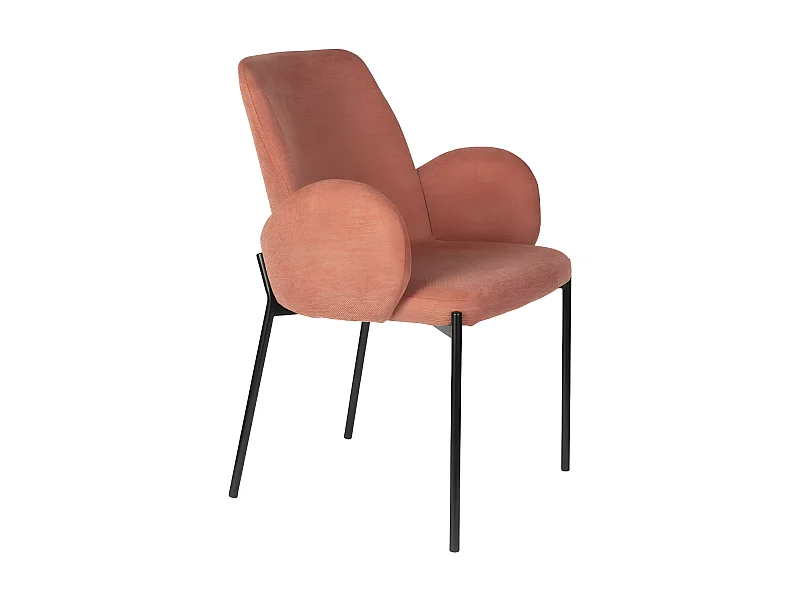 Tjarda - Lot de 2 fauteuils de table en tissu et métal - Terracotta