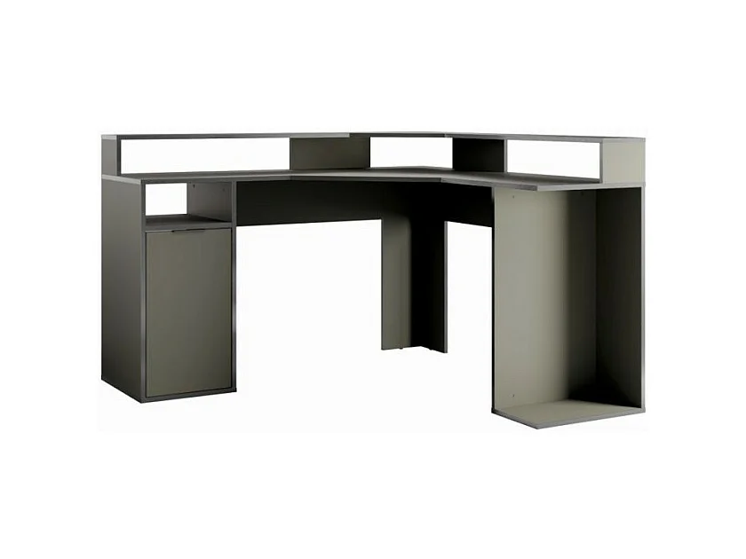 Bureau d'Angle 1 Porte GRAPHIX - 139 cm - Graphite Gris - Collection GRAPHIX