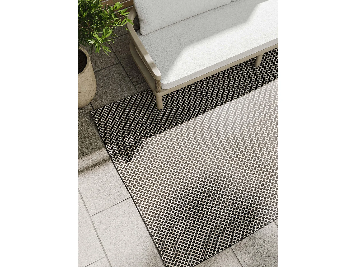 Tapis d'extérieur & intérieur Lou Noir 120x170 cm