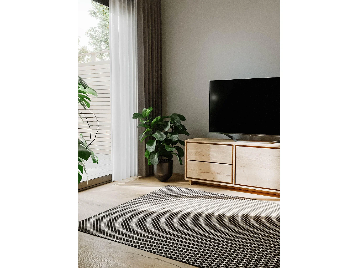 Tapis d'extérieur & intérieur Lou Noir 140x200 cm