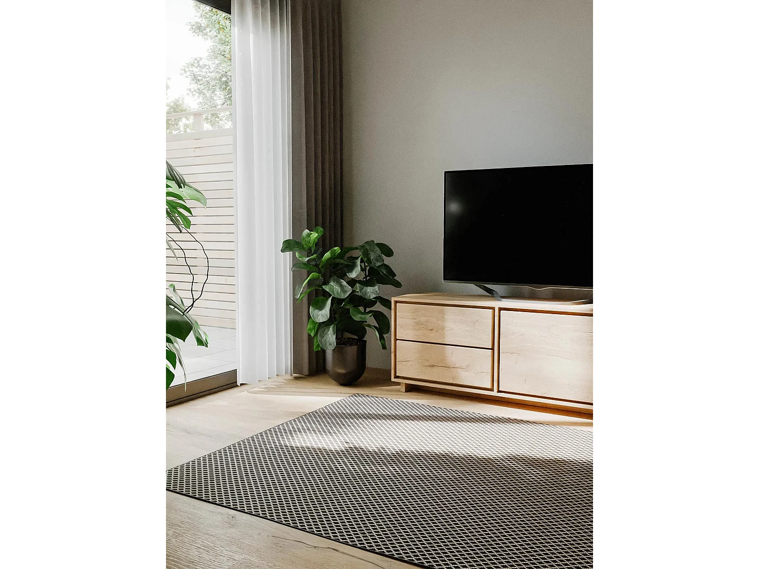 Tapis d'extérieur & intérieur Lou Noir 160x230 cm
