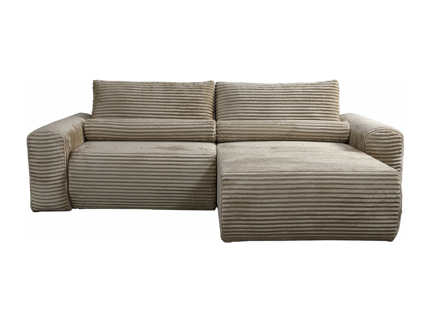 Canapé d'angle réversible avec fonction de couchage - en velours côtelé beige foncé - LEO
