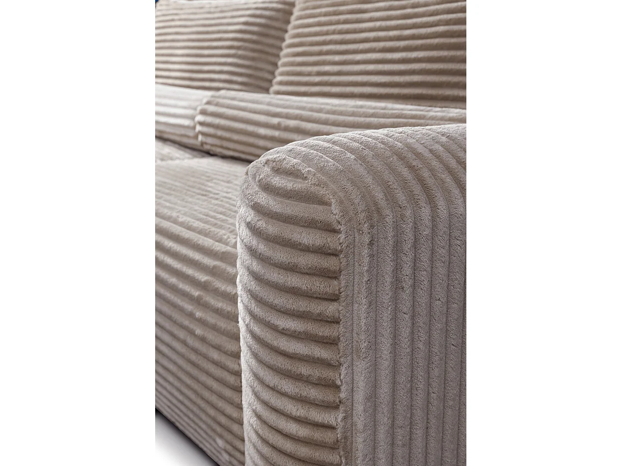 Canapé d'angle réversible avec fonction de couchage - en velours côtelé beige foncé - LEO