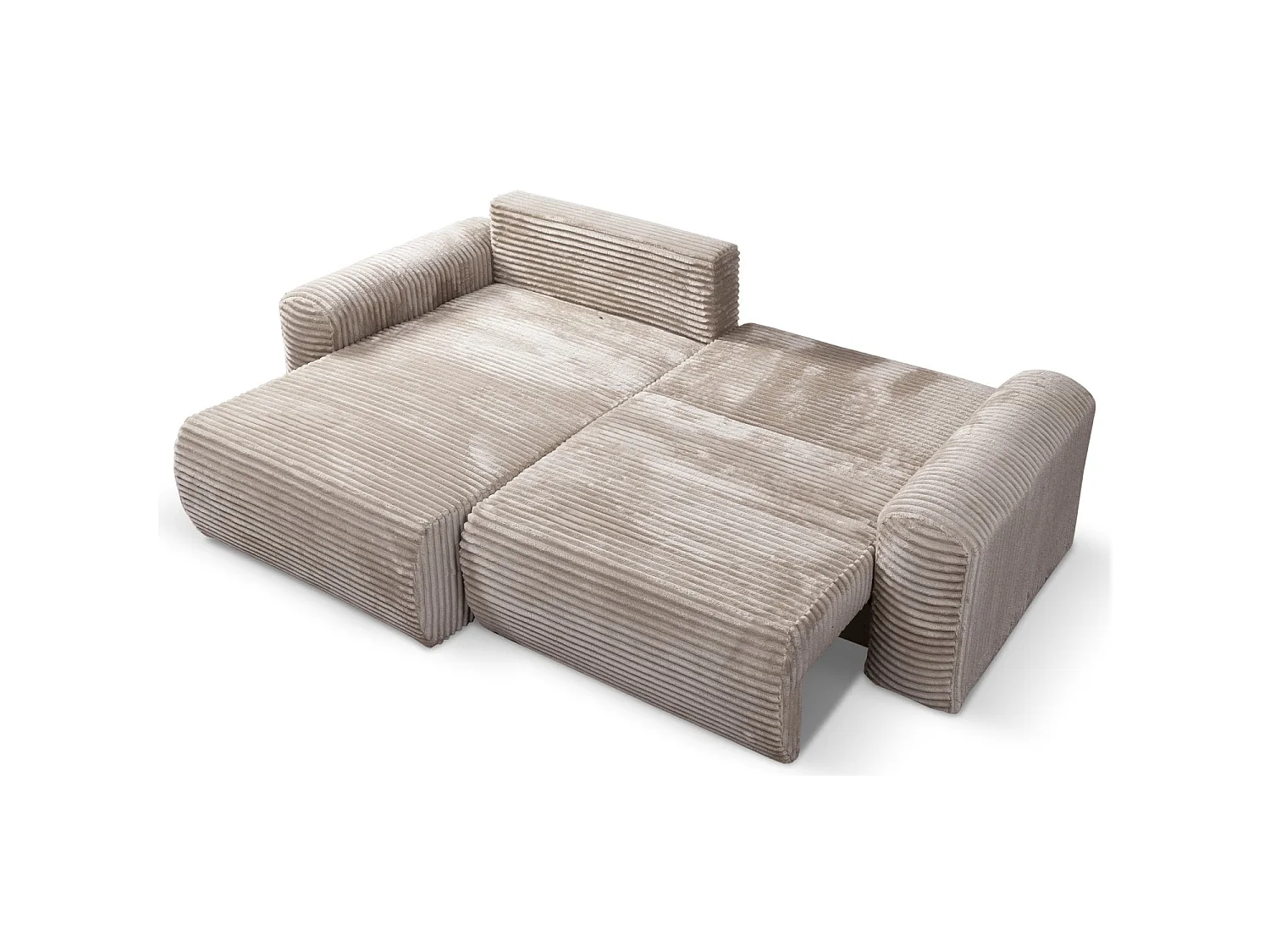 Canapé d'angle réversible convertible 3 places en velours beige