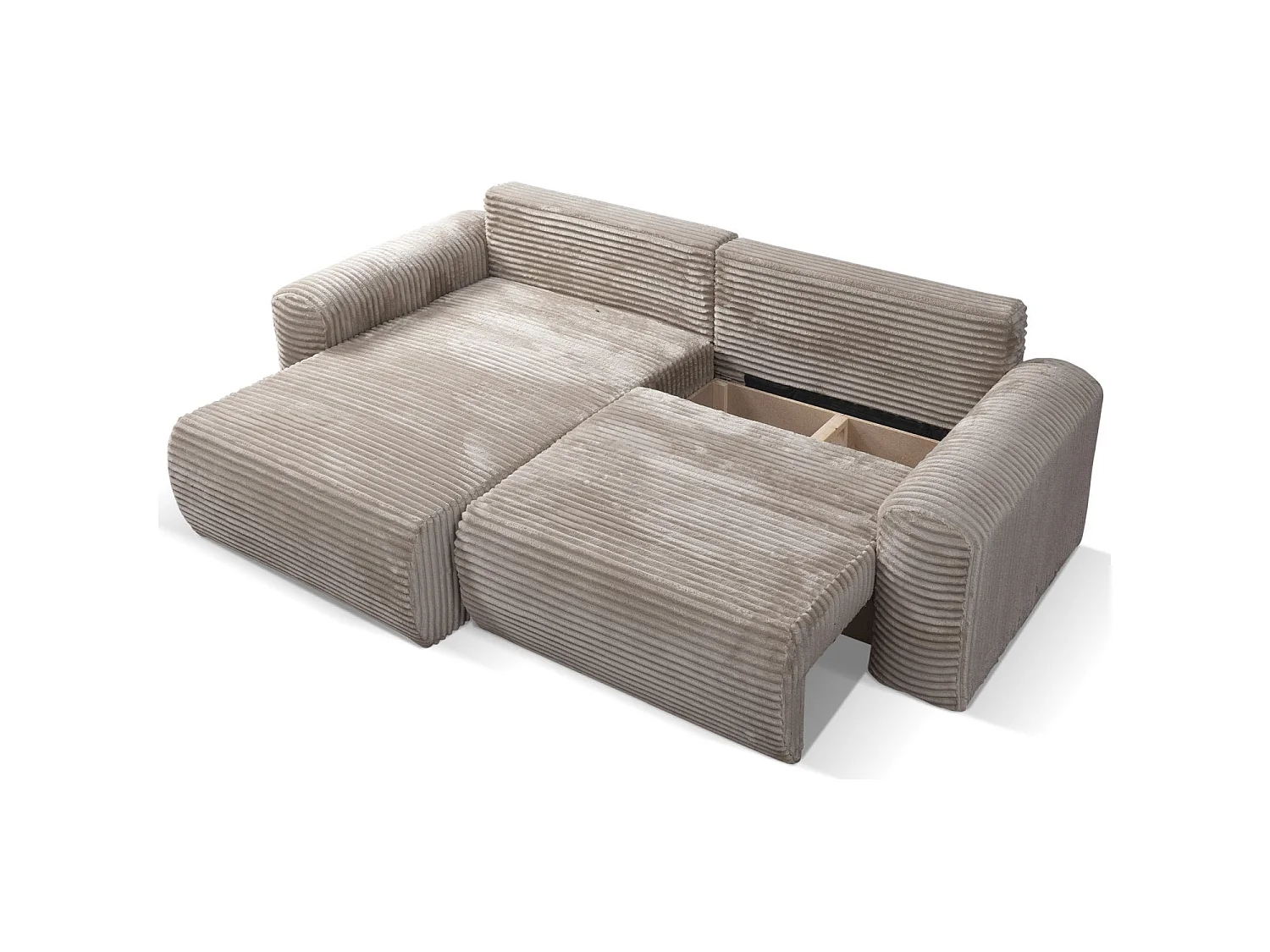 Canapé d'angle réversible convertible 3 places en velours beige
