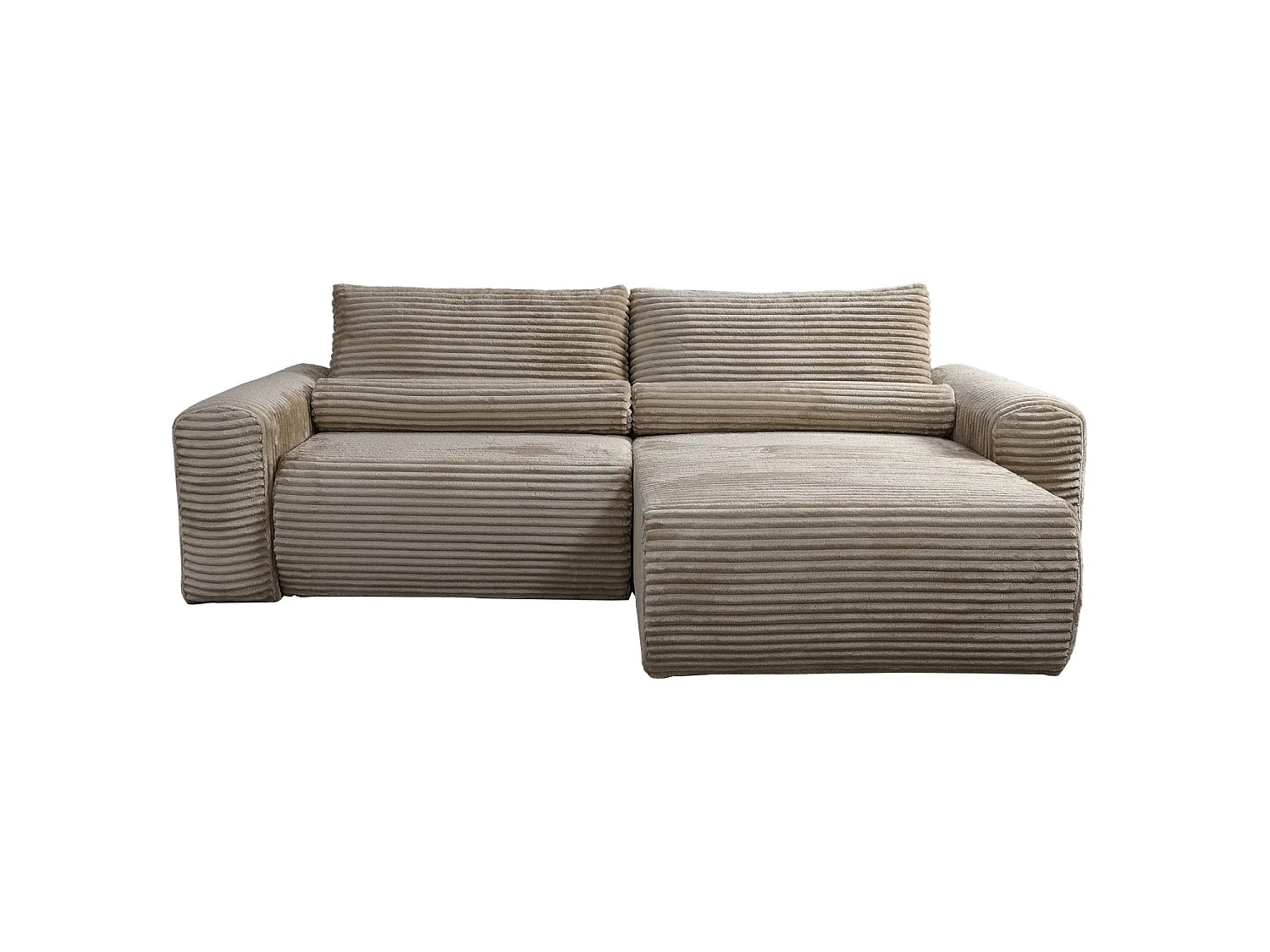 Canapé d'angle réversible convertible 3 places en velours beige