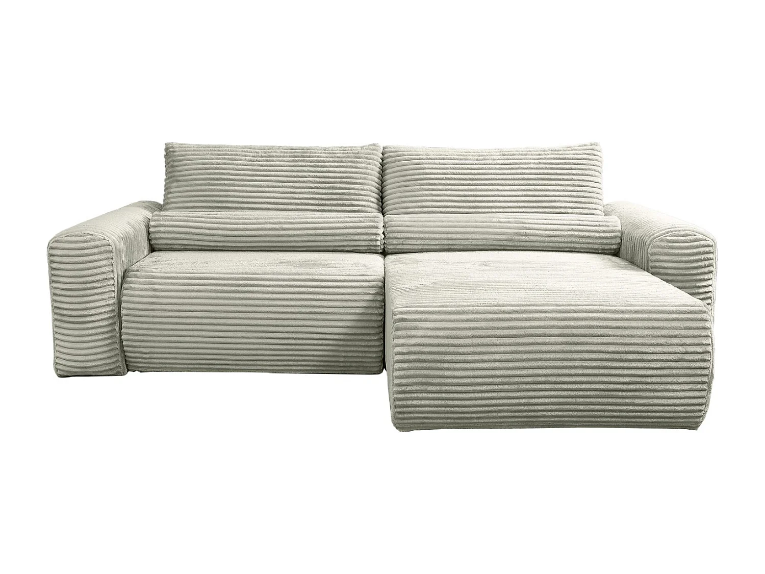 Canapé d'angle réversible avec fonction de couchage - en velours côtelé grège - LEO