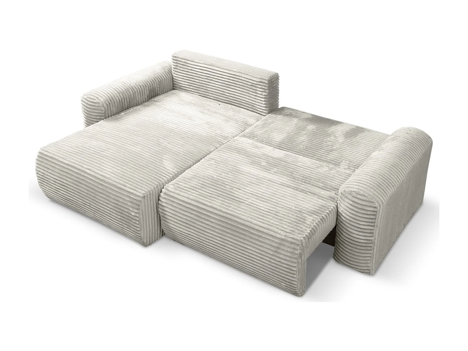 Canapé d'angle réversible avec fonction de couchage - en velours côtelé grège - LEO