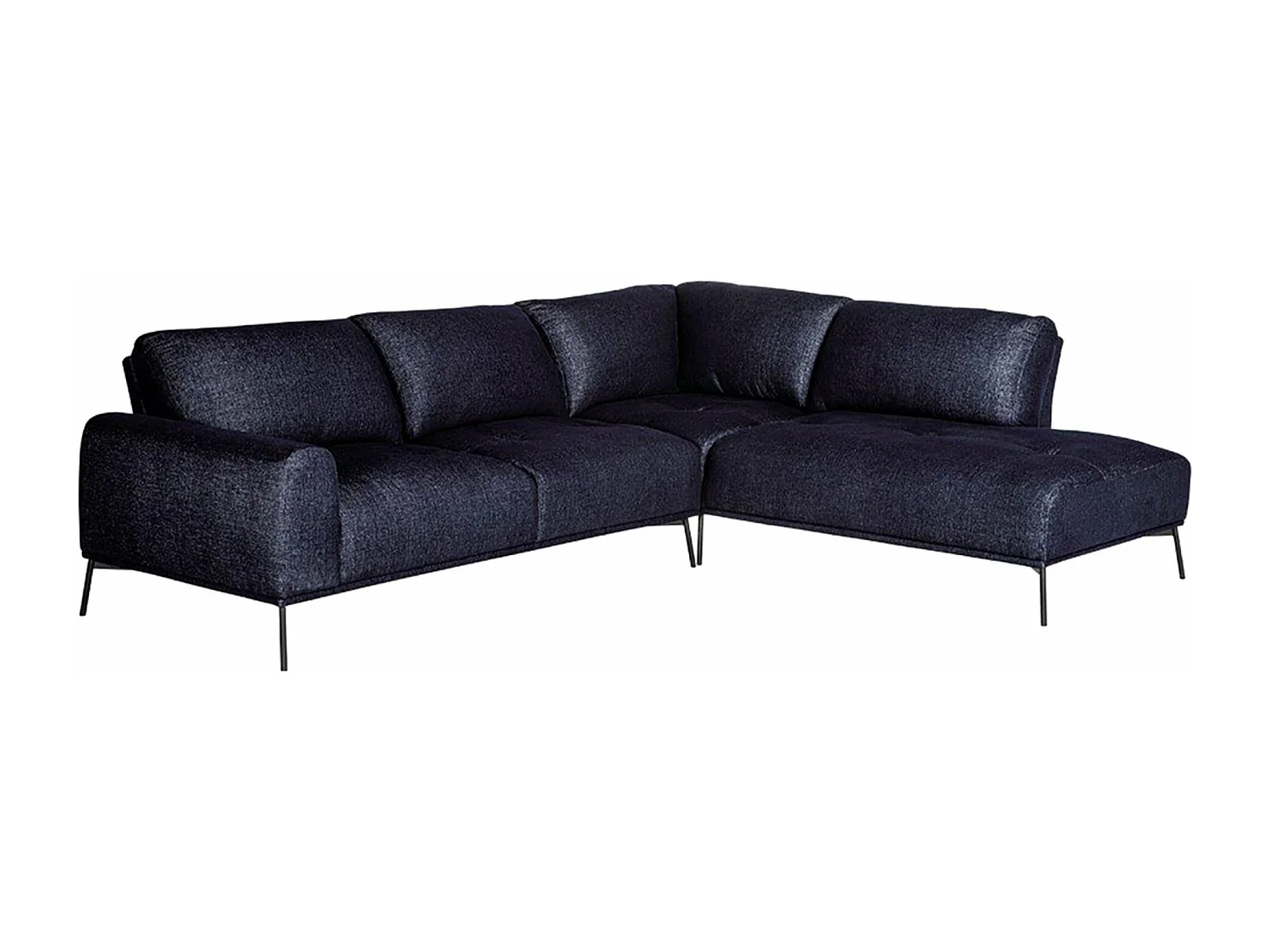 Canapé d'angle - modulable en L avec pieds noirs - bleu marine - côté droit - MERUKIS