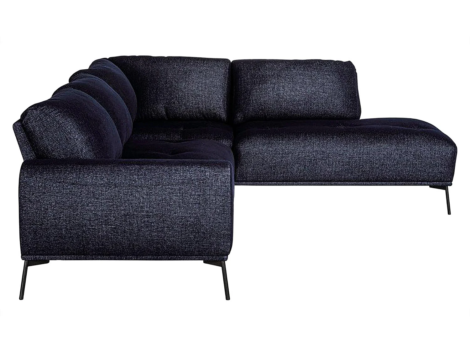 Canapé d'angle - modulable en L avec pieds noirs - bleu marine - côté droit - MERUKIS