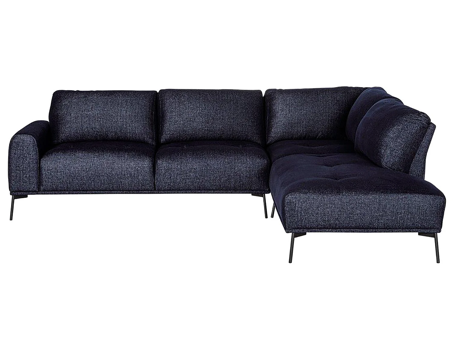Hoekbank - L-vormig modulair met zwarte poten - marineblauw - rechterkant - MERUKIS