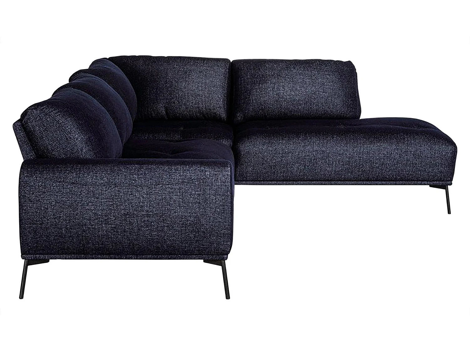 Hoekbank - L-vormig modulair met zwarte poten - marineblauw - rechterkant - MERUKIS