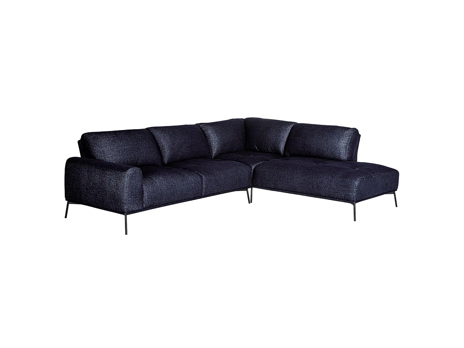 Hoekbank - L-vormig modulair met zwarte poten - marineblauw - rechterkant - MERUKIS