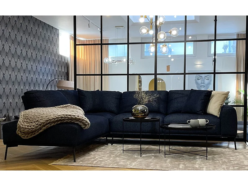 Modulare Ecksofa - dunkelblau - linksseitig - MERUKIS