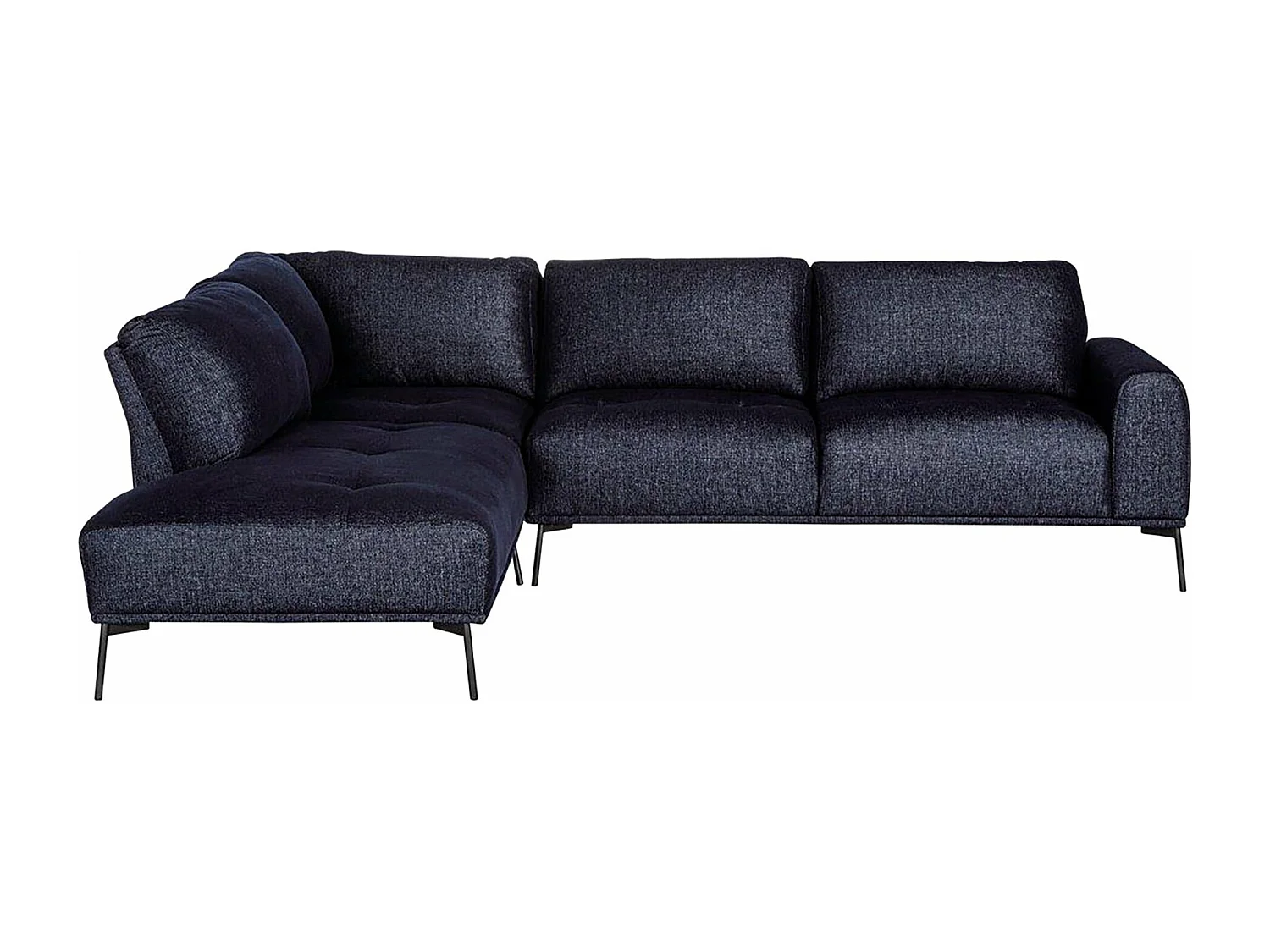 Hoekbank - L-vormig modulair met zwarte poten - marineblauw - linkerzijde - MERUKIS