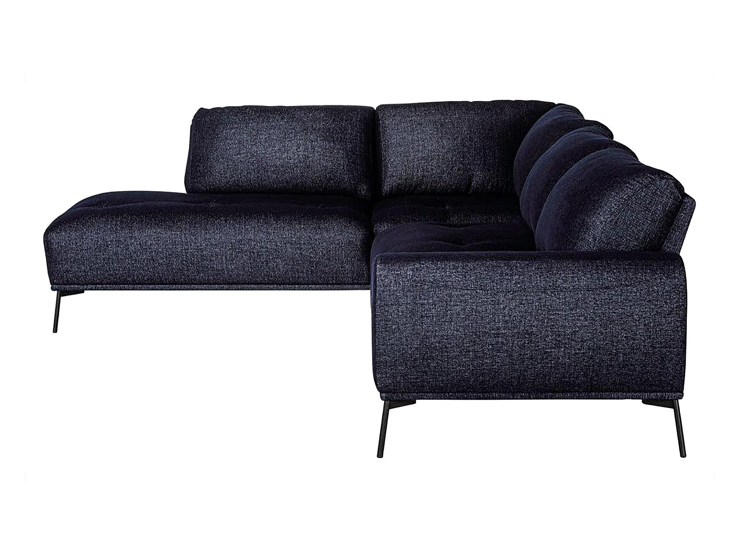 Canapé d'angle - modulable en L avec pieds noirs - bleu marine - côté gauche - MERUKIS