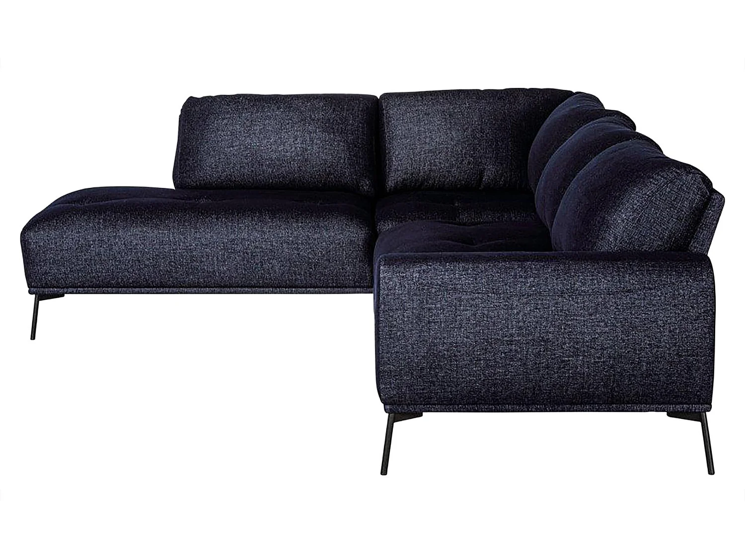 Canapé d'angle - modulable en L avec pieds noirs - bleu marine - côté gauche - MERUKIS