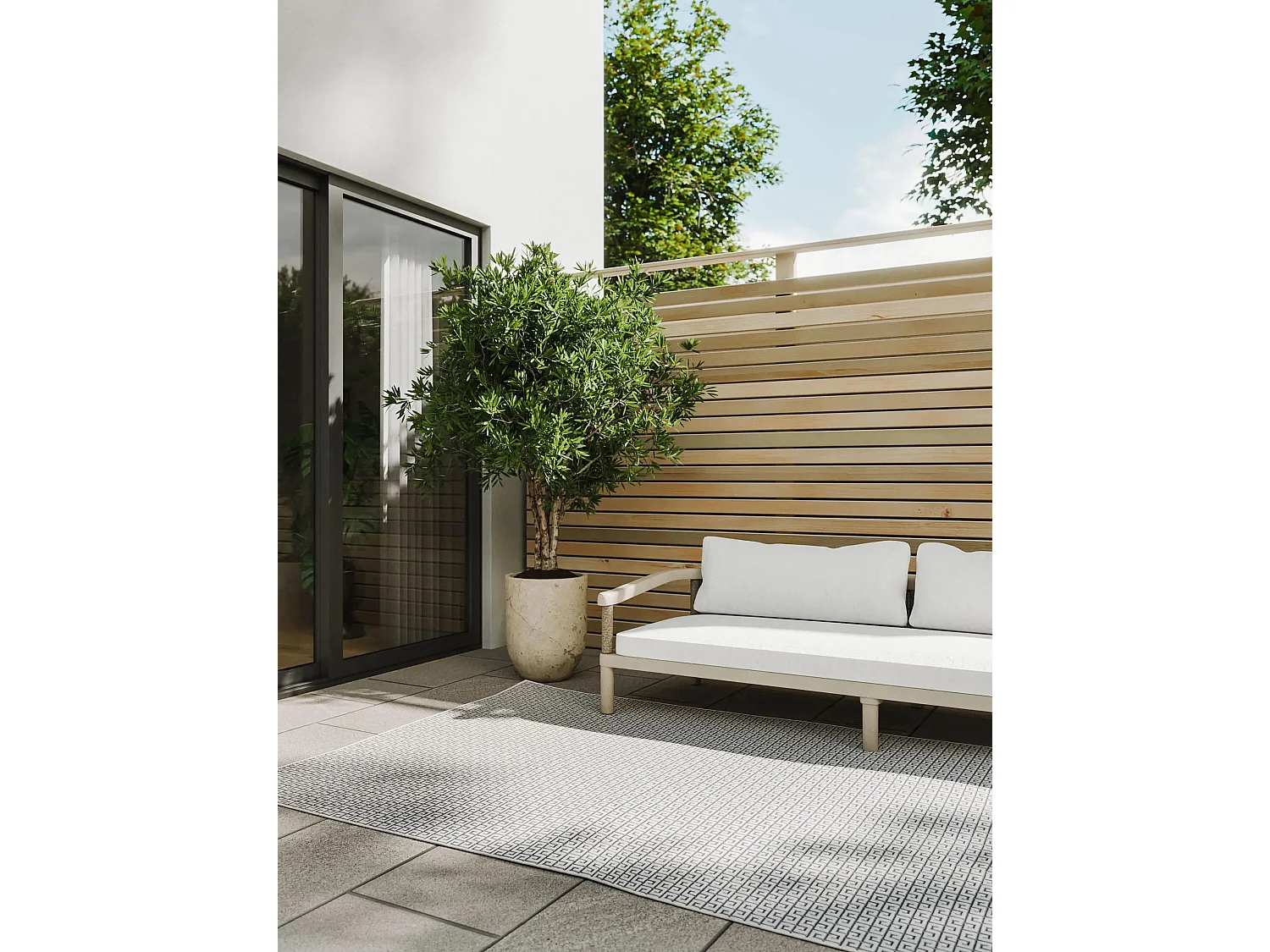 Tapis d'extérieur & intérieur Lou Blanc 120x170 cm