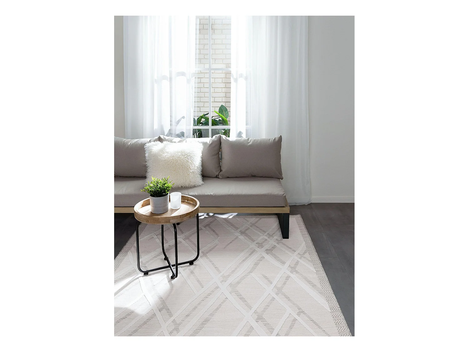 Tapis d'extérieur & intérieur Flora Crème 80x150 cm