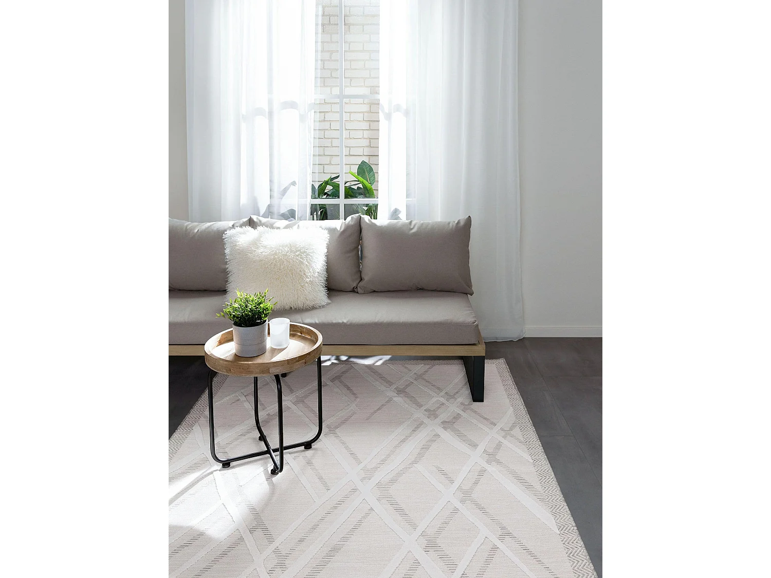 Tapis d'extérieur & intérieur Flora Crème 80x150 cm