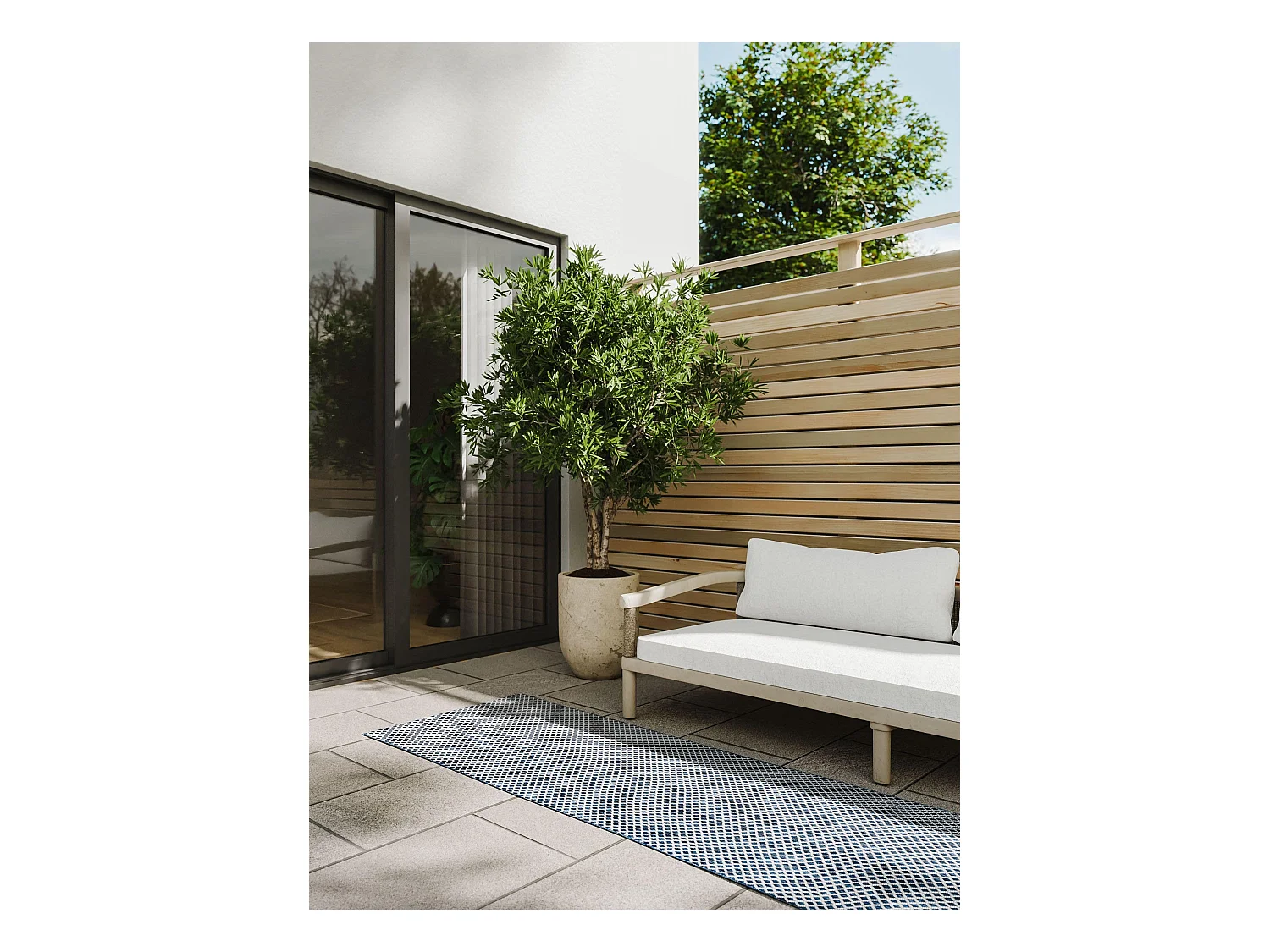 Tapis d'extérieur & intérieur Lou Bleu 80x300 cm