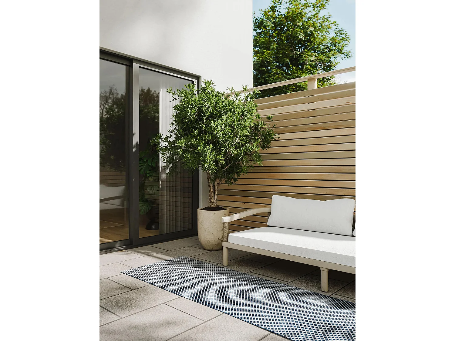 Tapis d'extérieur & intérieur Lou Bleu 80x300 cm