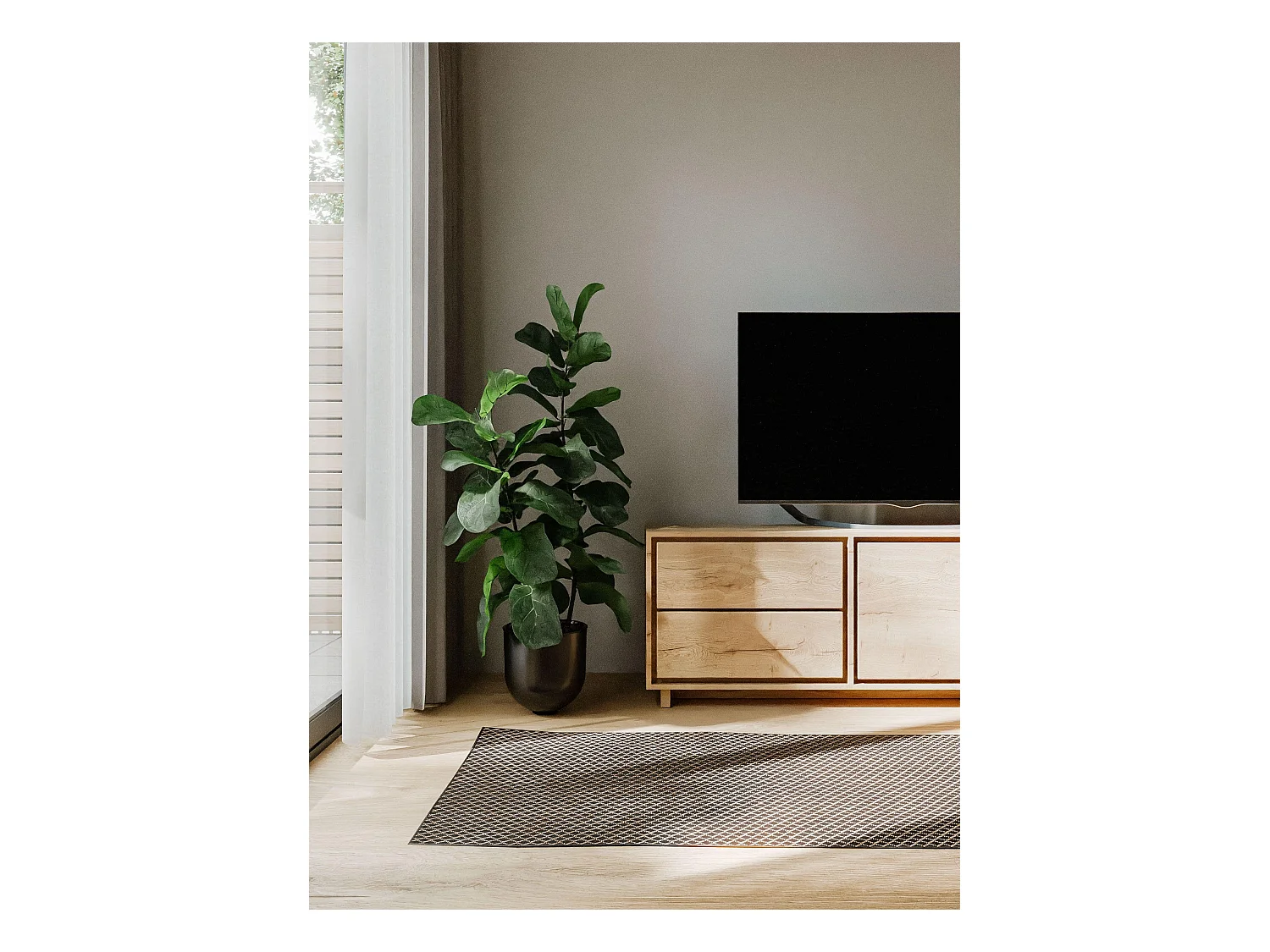 Tapis d'extérieur & intérieur Lou Noir 70x200 cm