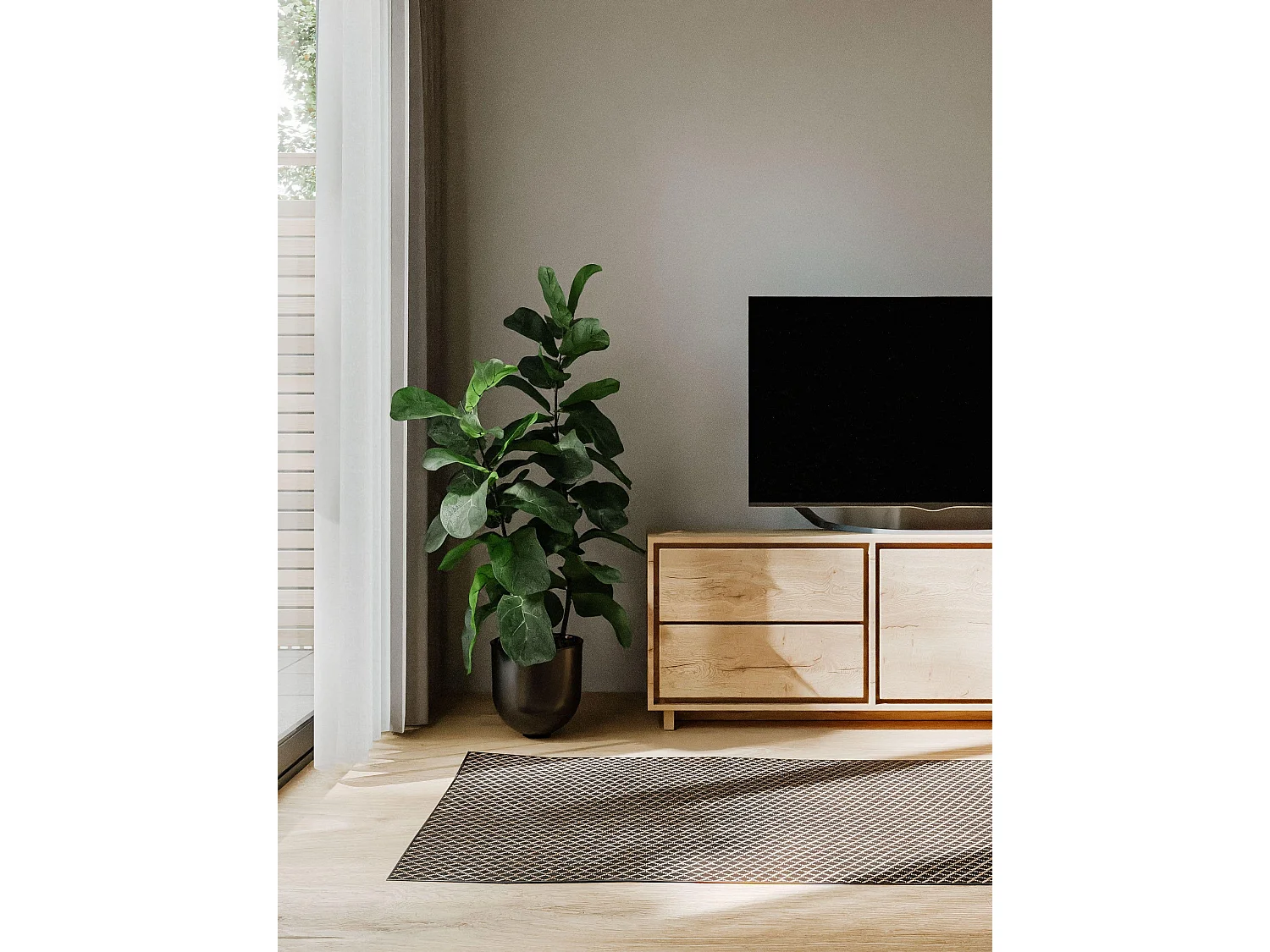 Tapis d'extérieur & intérieur Lou Noir 70x200 cm