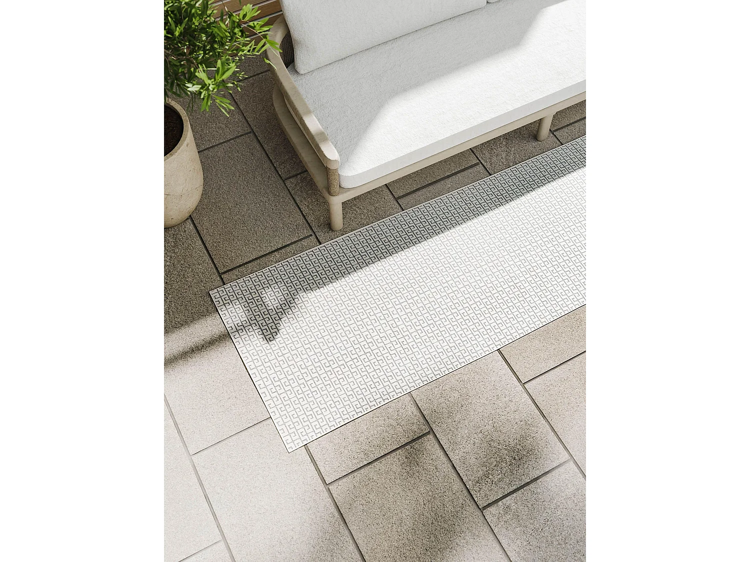 Tapis d'extérieur & intérieur Lou Blanc 70x200 cm