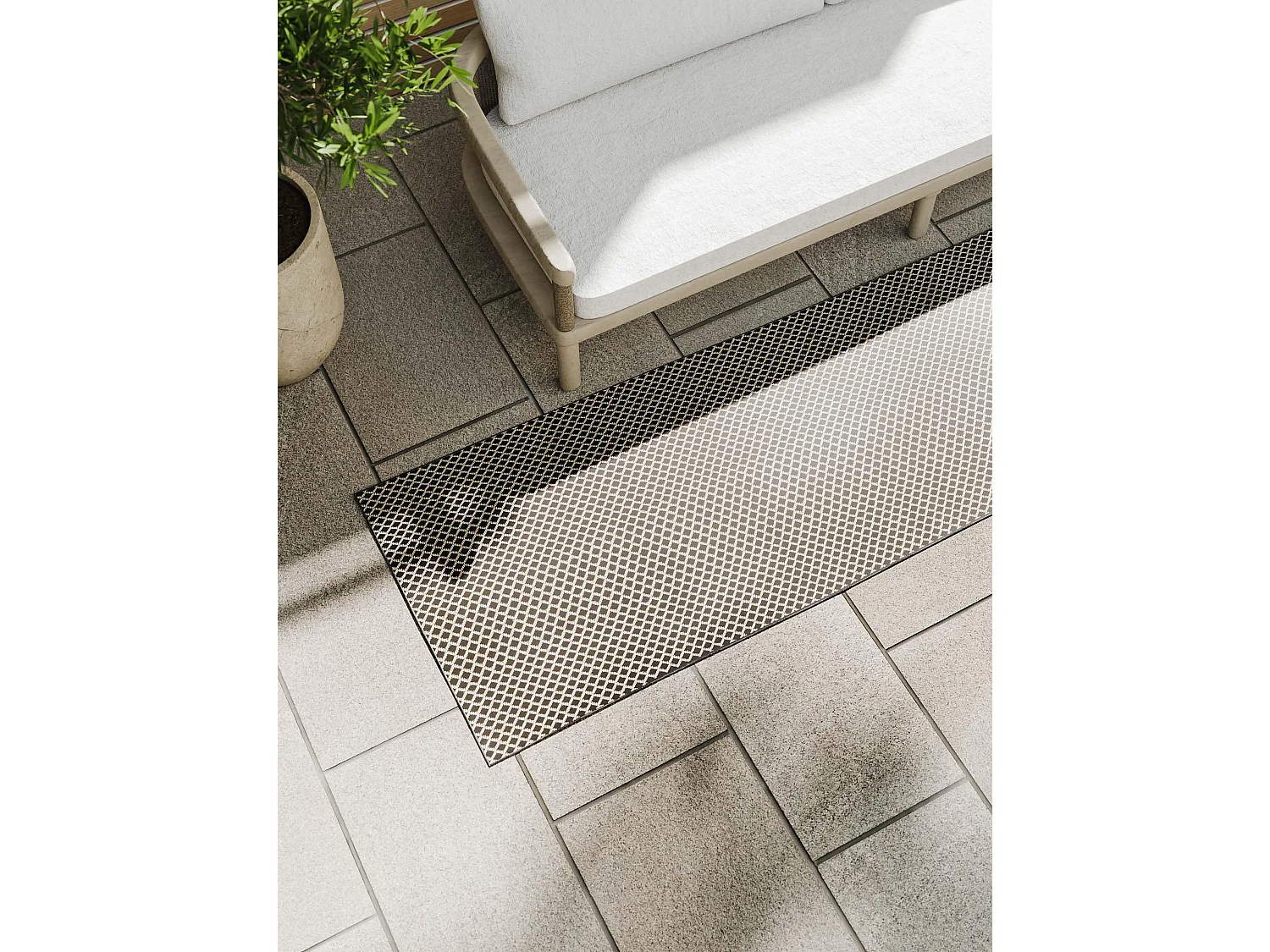 Tapis d'extérieur & intérieur Lou Noir 80x300 cm