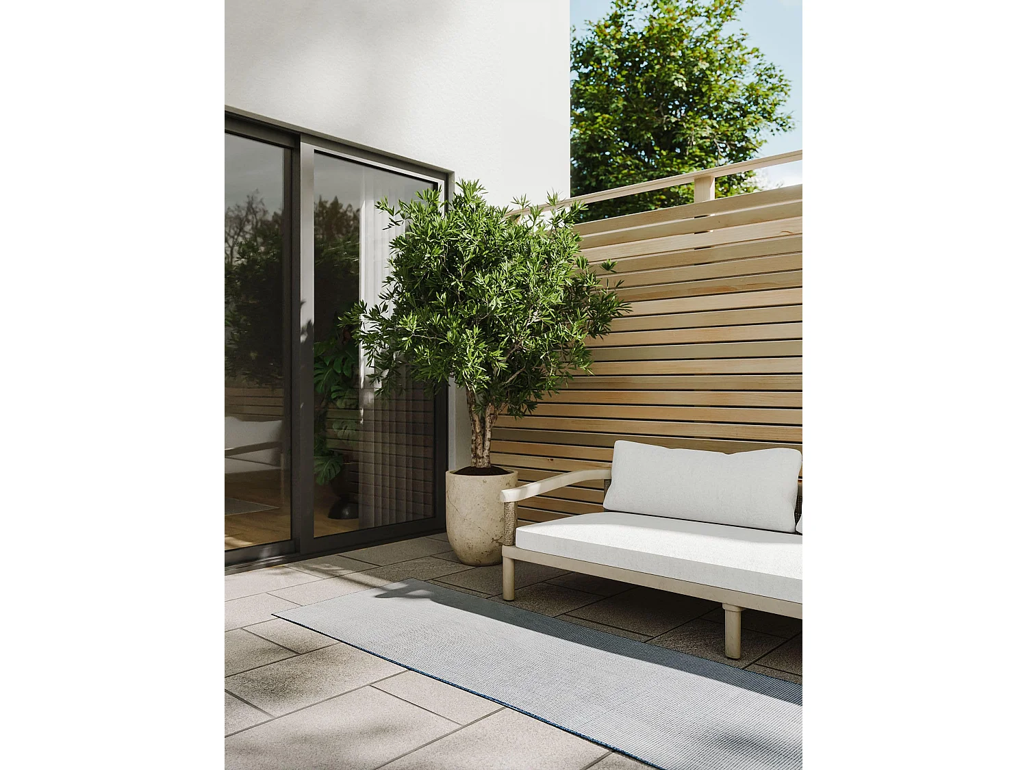 Tapis d'extérieur & intérieur Lou Bleu 70x200 cm