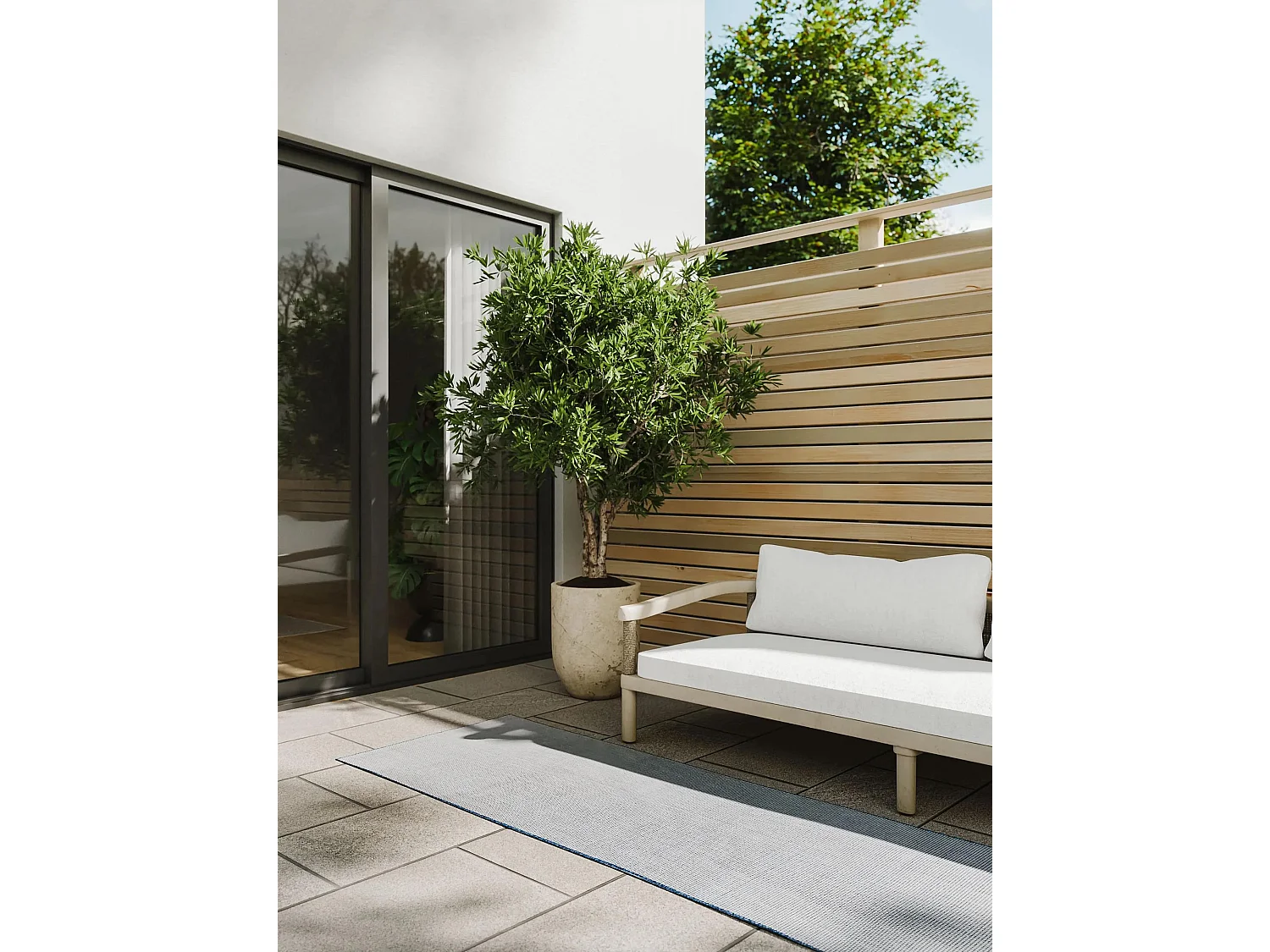 Tapis d'extérieur & intérieur Lou Bleu 70x200 cm