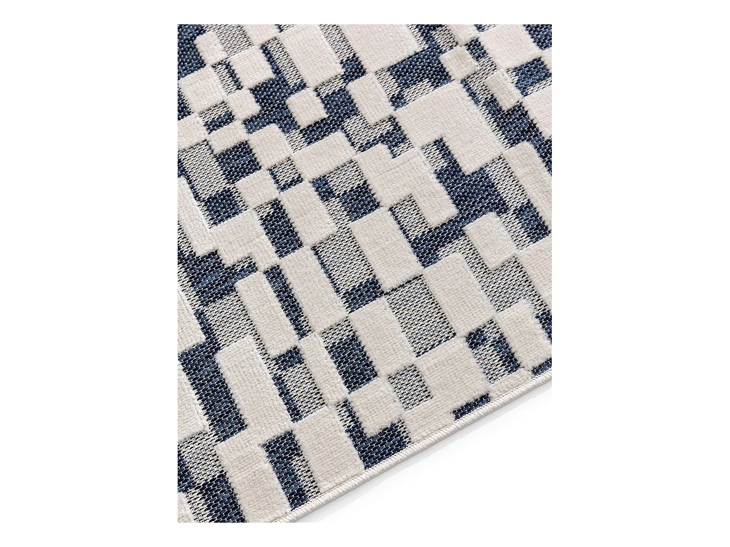 Tapis d'extérieur & intérieur Kaleo Bleu/Blanc 80x300 cm