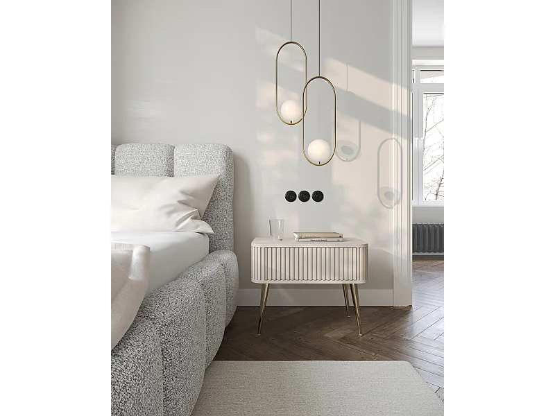 Nachttisch mit Schublade - Greige - 63 cm - OVARLO