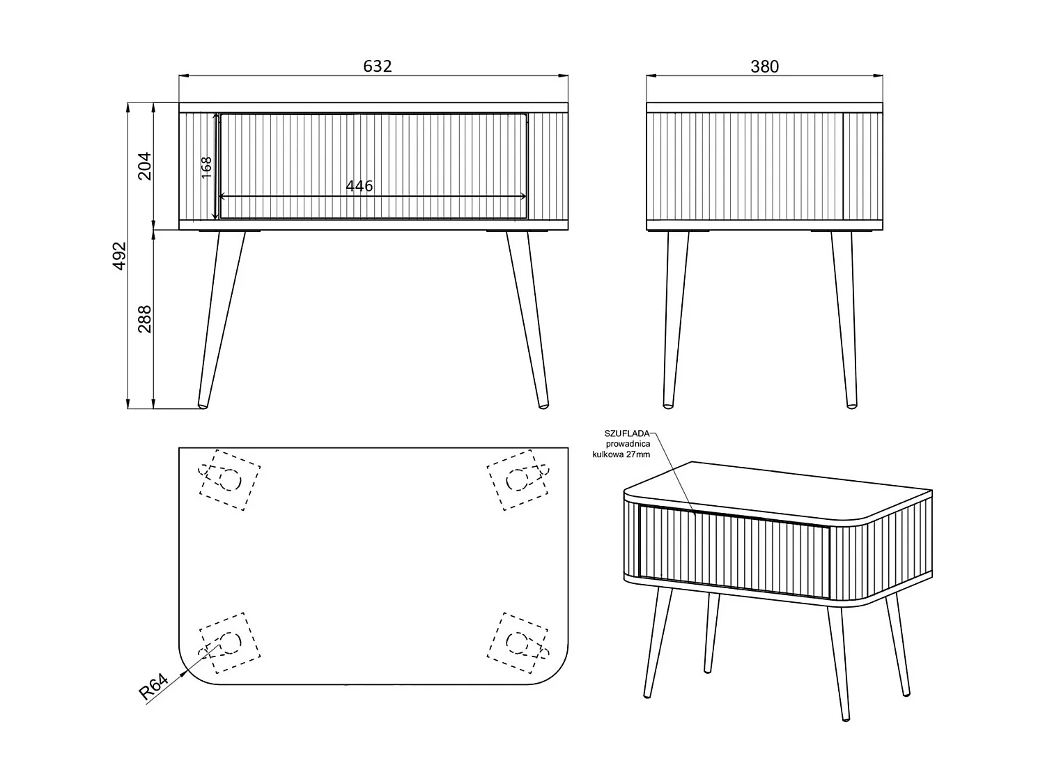Nachtkastje - met lade - greige - OVARLO