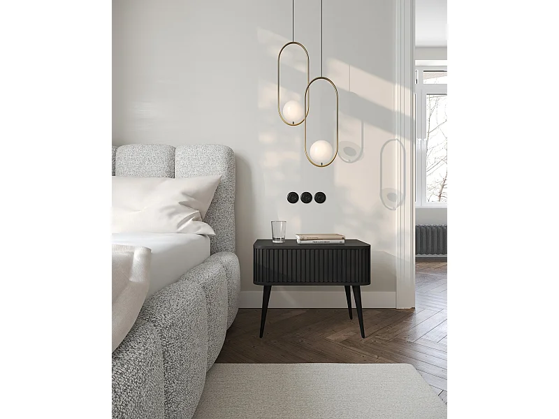 Nachttisch mit Schublade - Schwarz - 63 cm - OVARLO