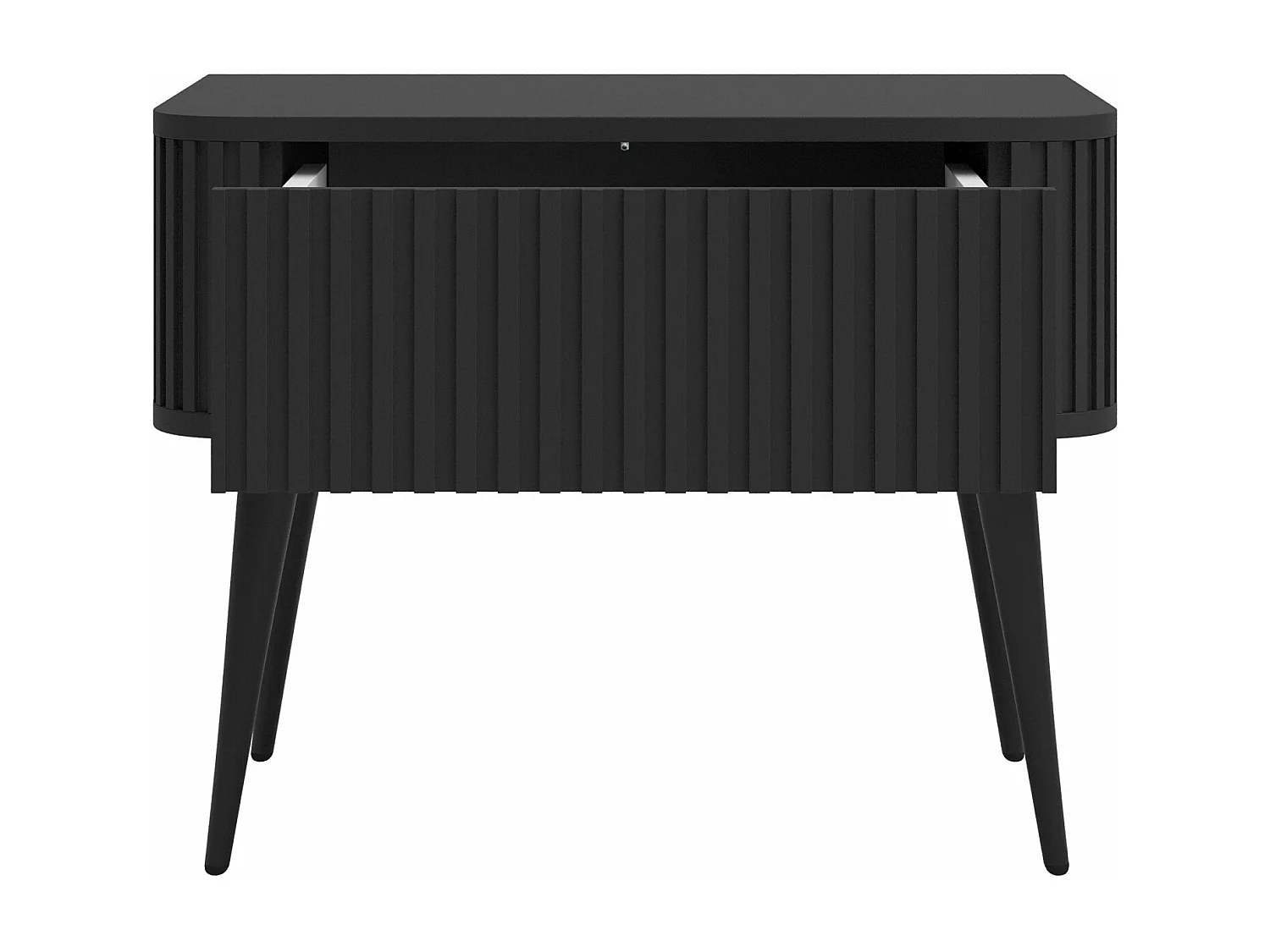 Comodino - con gole e cassetto - con gambe nere - nero - OVARLO