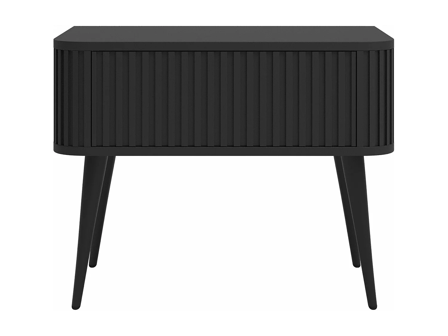 Comodino - con gole e cassetto - con gambe nere - nero - OVARLO