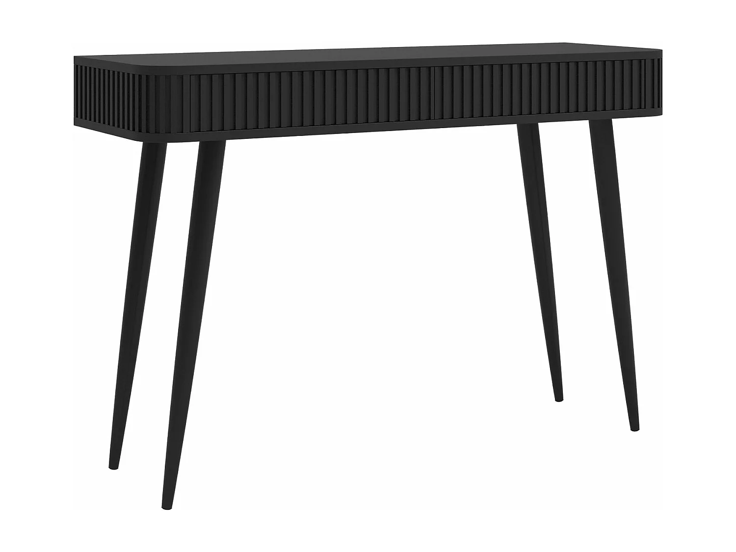 Coiffeuse avec 2 tiroirs et façades cannelées - 113 cm - noir - OVARLO