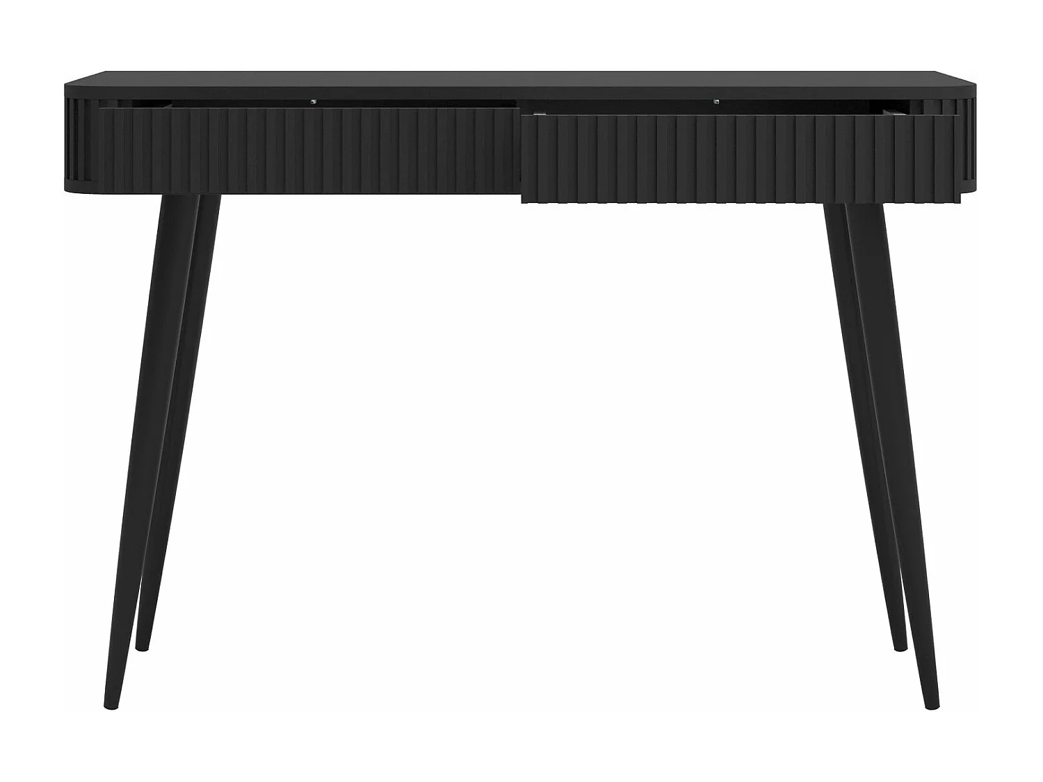 Coiffeuse avec 2 tiroirs et façades cannelées - 113 cm - noir - OVARLO