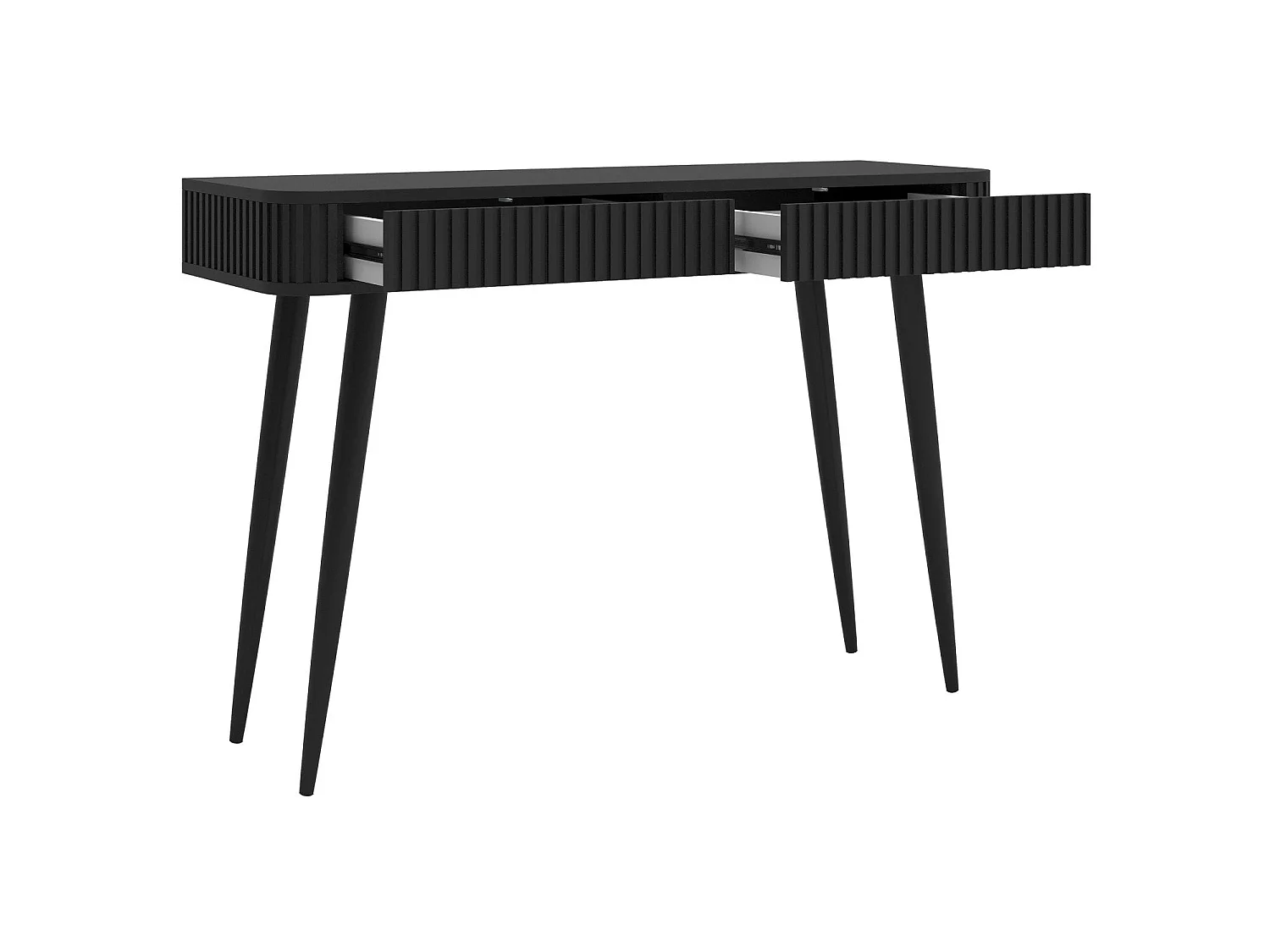Coiffeuse avec 2 tiroirs et façades cannelées - 113 cm - noir - OVARLO