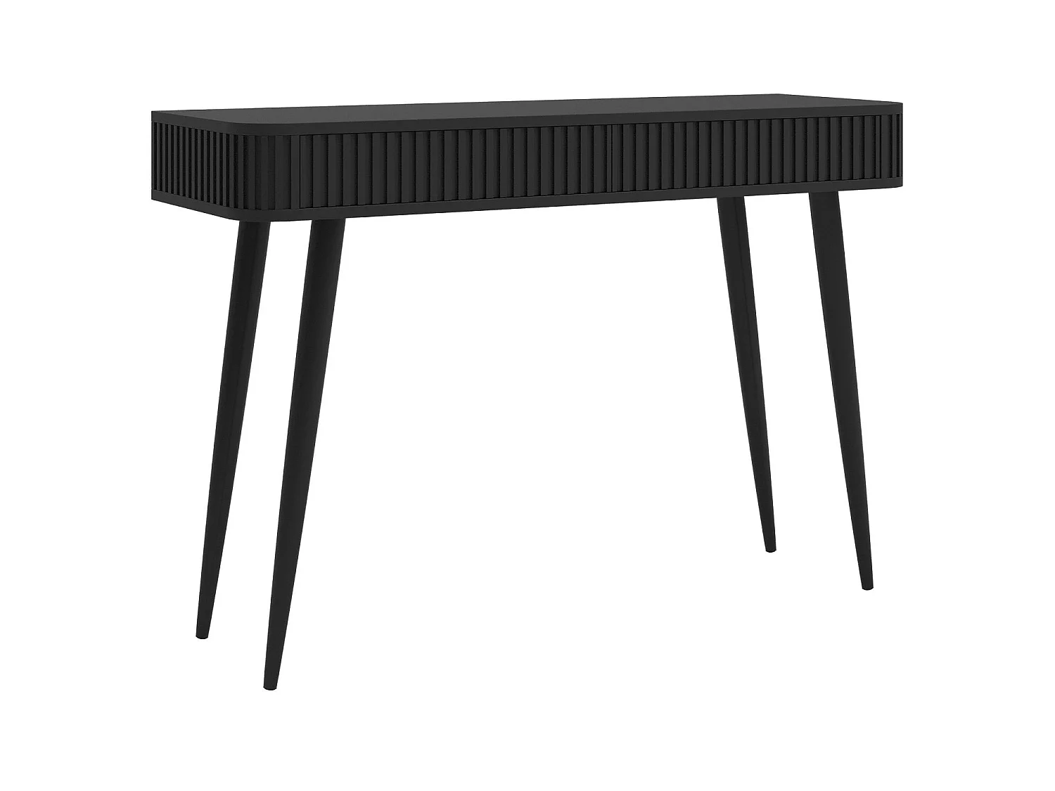 Coiffeuse avec 2 tiroirs et façades cannelées - 113 cm - noir - OVARLO