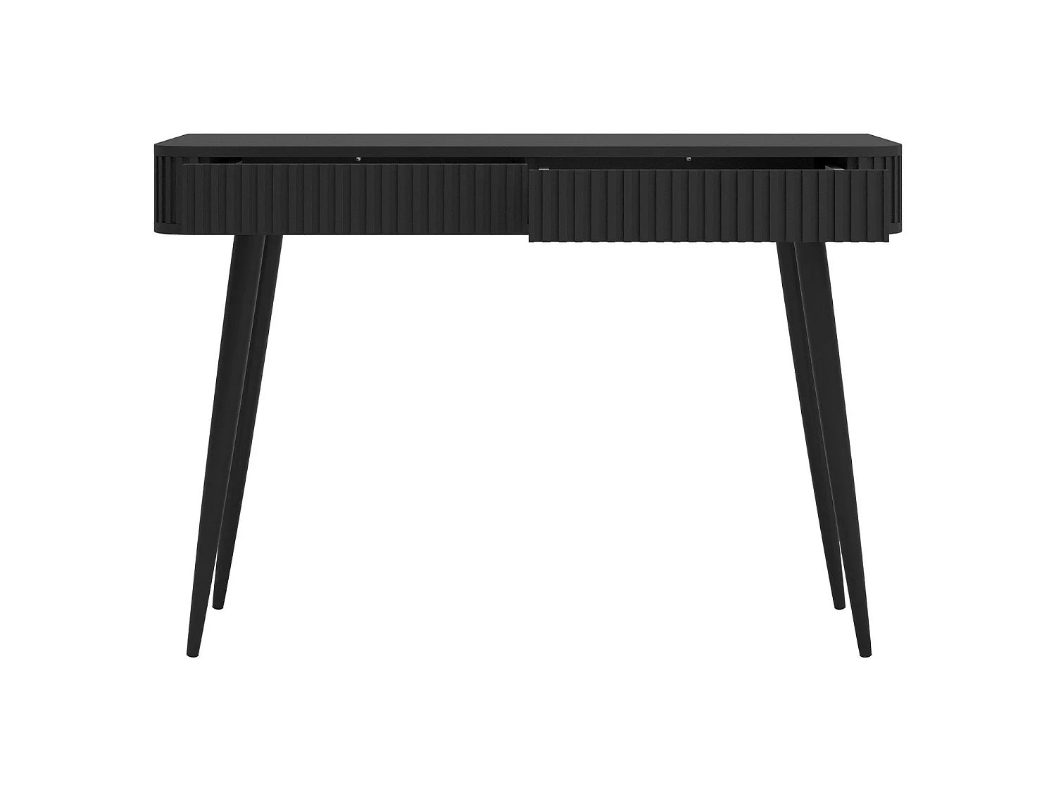 Coiffeuse avec 2 tiroirs et façades cannelées - 113 cm - noir - OVARLO