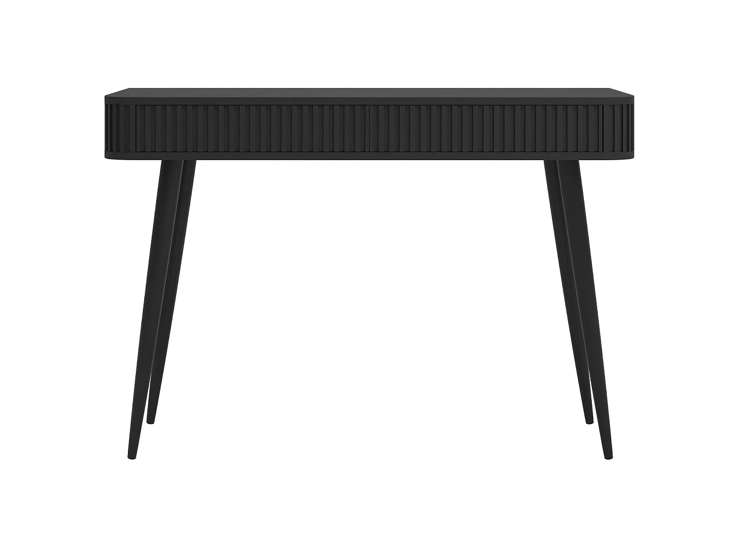Coiffeuse avec 2 tiroirs et façades cannelées - 113 cm - noir - OVARLO