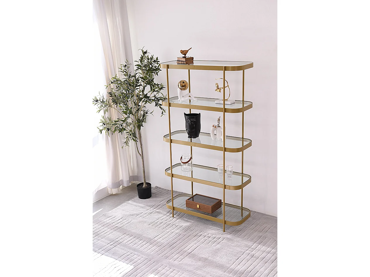 Étagère en verre - 5 niveaux - couleur doré - DISAVILL