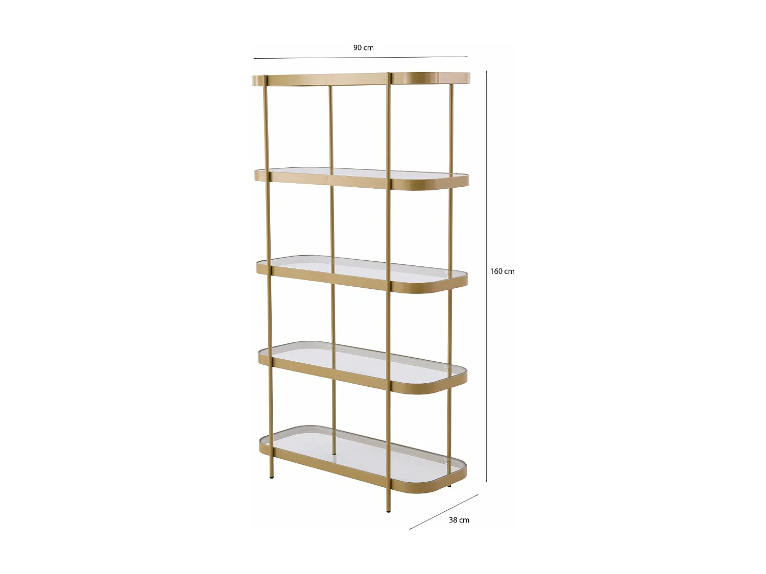 Étagère en verre - 5 niveaux - couleur doré - DISAVILL